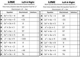 Quadratic Equations with No Solution - Link | Teaching Resources