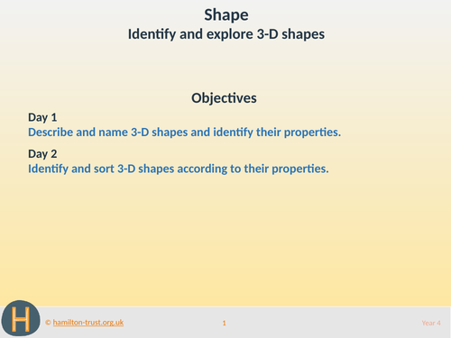 Identify and explore 3-D shapes - Teaching Presentation - Year 4