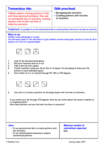 Line of symmetry: identify and construct - Problem-Solving Investigation - Year 4