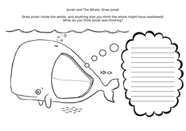 RE Jonah and the Whale KS1/SEN Worksheet Hand-Drawn | Teaching Resources