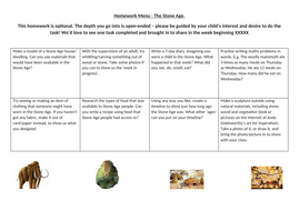 Stone age homework menu picture