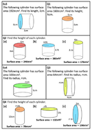 Surface area of cylinders | Teaching Resources