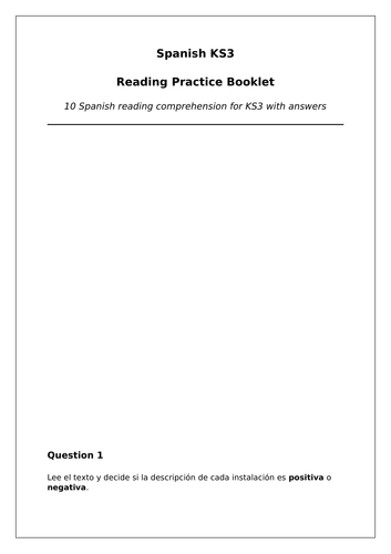 Spanish Reading Comprehensions for KS3 | Teaching Resources