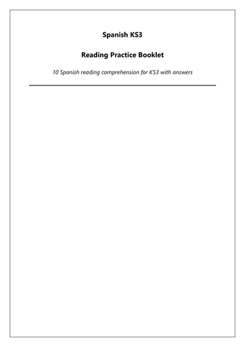 Spanish Reading Comprehensions for KS3