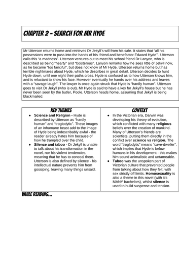 GCSE English Lit Jekyll and Hyde revision sheet chapter 2