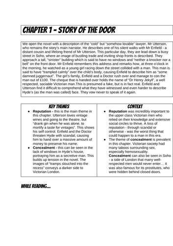 GCSE English Lit Jekyll and Hyde revision sheet chapter 1
