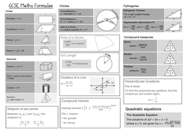 Gcse 9 1 Edexcel Maths Useful Formulae To Learn Teaching Resources