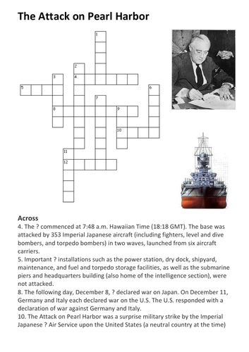 The Attack on Pearl Harbor Crossword