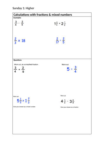 maths-higher-paper-1-non-calculator-revision-teaching-resources