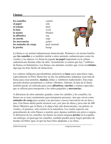 Llamas Cultura y lectura: Latin American Animal Spanish Reading / Incans