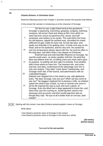 AQA A Christmas Carol  Mock Exam Questions  Teaching Resources