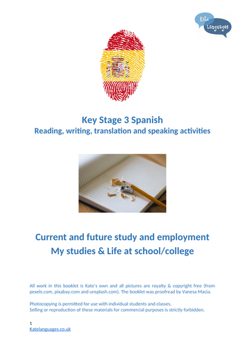 Key Stage 3 Spanish – School – GCSE-style activities (2018) | Teaching ...