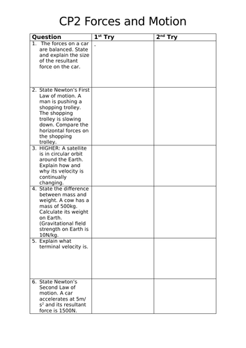Edexcel Combined Science (9-1) CP2 Revision Activity