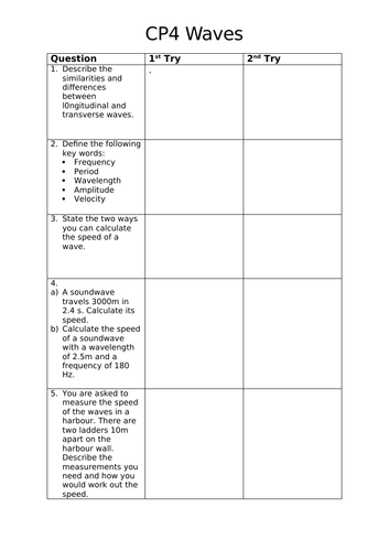 Edexcel Combined Science (9-1) CP4 Revision Activity