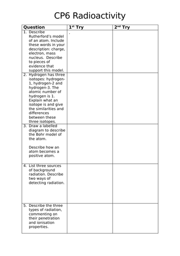Edexcel Combined Science (9-1) CP6 Revision Activity