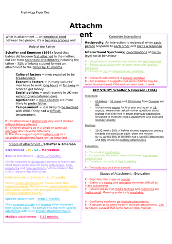 Psychology A-Level - Attachment Revision