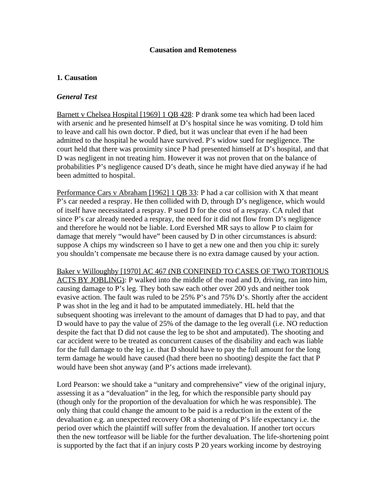 Tort Law - Causation and remoteness in tort