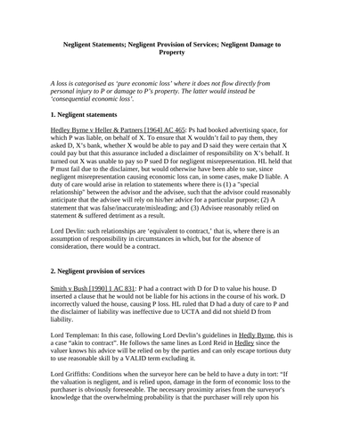 Tort Law - Economic Loss