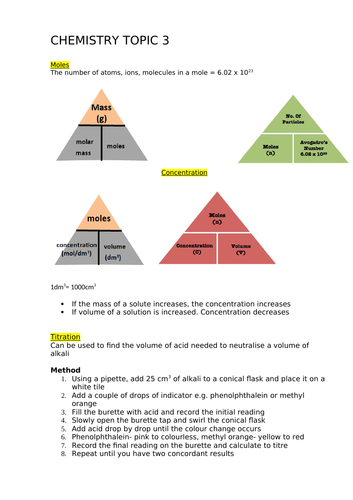 Chemistry AQA GCSE topic 3 WITH required practical