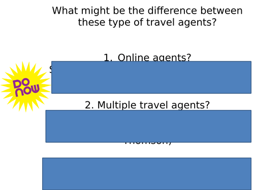 Travel and Tourism BTEC first level 2 - UNIT 1 - lesson 11 - Industries - Travel Agents and ...