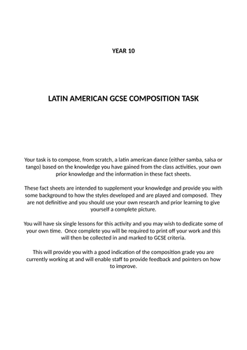 Year 10 Latin American Composition Project