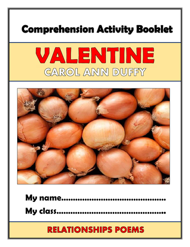 Valentine - Carol Ann Duffy - Comprehension Activities Booklet!
