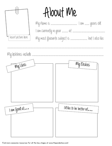 About Me Get To Know Your Students Worksheet Teaching Resources