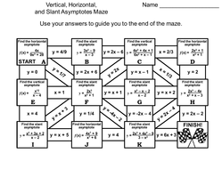 Vertical, Horizontal, and Slant Asymptotes Activity: Math Maze ...