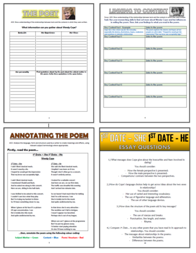 1st Date - She 1st Date - He - Comprehension Activities Booklet ...