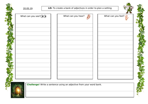 Setting description plan year 1 year 2 adjectives fairy door hidden ...