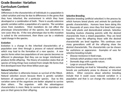 AQA GCSE: Selective Breeding Revision: Biology Paper 2 | Teaching Resources