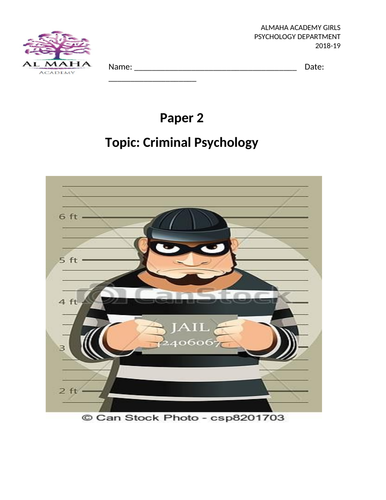 Psychology(9-1) GCSE  Edexecel Paper 2 FULL Revision packs. CRIMINAL PSYCHOLOGY
