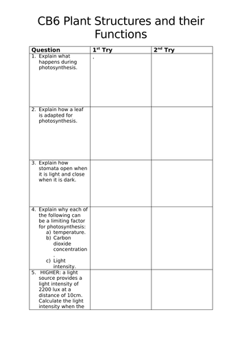 Edexcel Combined Science (9-1) CB6 Revision Activity