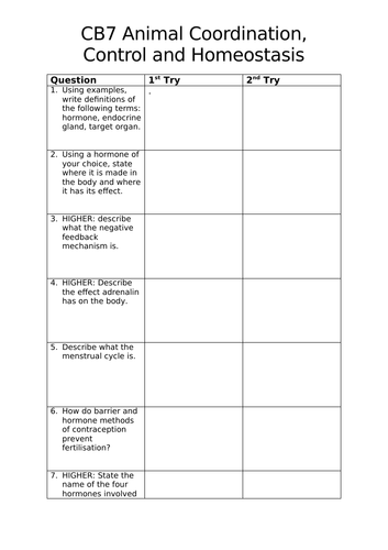 Edexcel Combined Science (9-1) CB7 Revision Activity