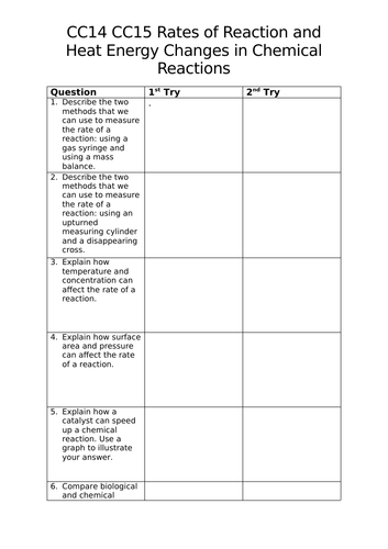 Edexcel Combined Science (9-1) CC14-15 Revision Activity