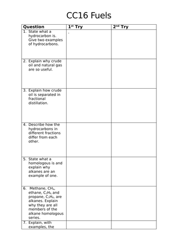 Edexcel Combined Science (9-1) CC16 Revision Activity