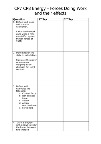 Edexcel Combined Science (9-1) CP7-8 Revision Activity