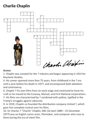 Charlie Chaplin Crossword