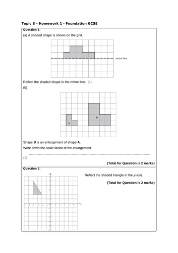 8th grade math transformations worksheet image
