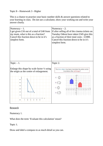 Transformation math worksheets picture