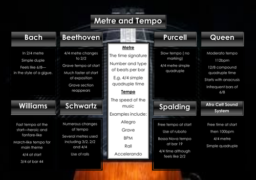 Edexcel GCSE Music Focus Work Revision Poster (metre and tempo)