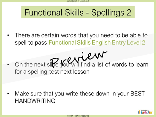 Functional Skills English - Entry Level 2 | Teaching Resources