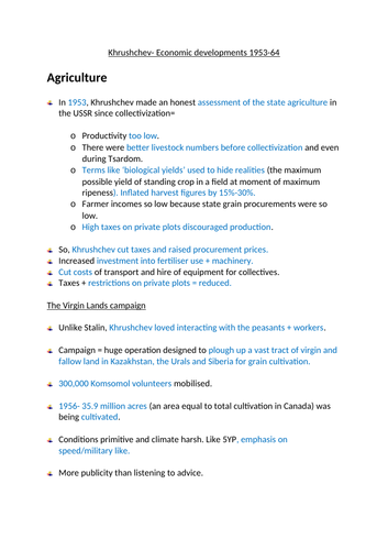 Khrushchev's economic policies - AQA A-level Russian history