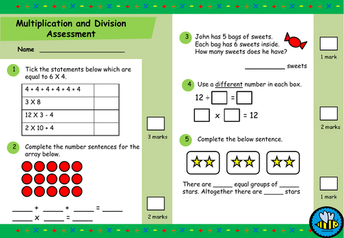 multiplication division worksheets and test teaching resources