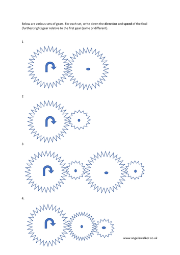 Gears Worksheet Math Different Sizes