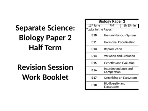 AQA GCSE Biology Paper 2 Separate Science Revision Session