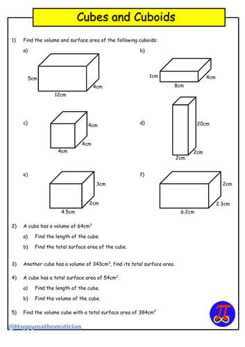 Surface Area Of Cuboid Worksheet Pdf