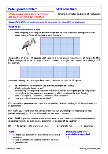 Find the area of rectilinear shapes - Problem-Solving Invetigation - Year 4