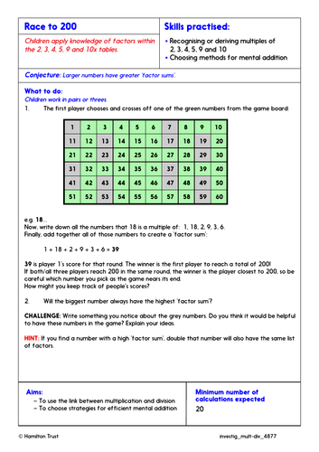 Year 4 Multiplication & Division - Problem-Solving Investigations ...