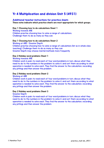 Revise and solve problems involving all four operations - Practice Worksheets & Answers - Year 4